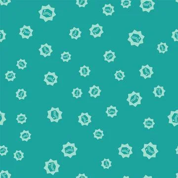 Green Kaaba mosque icon isolated seamless pattern on green background. Kaaba  Illustrazione stock