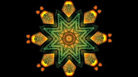 Green Kaleidoscope 3D Vj Loop Stock Footage 74212295