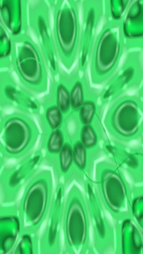 Green Kaleidoscope Fluid Motion Background with Organic Symmetrical Shapes Stock Footage 342918740