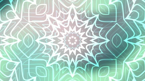 Green Kaleidoscope Gradient with Play Button and Symmetrical Patts Stock Footage 310641853