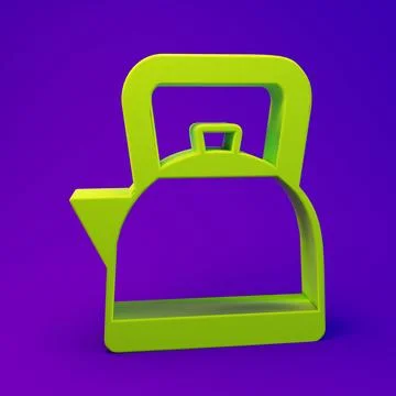 Green Kettle with handle icon isolated on purple-blue background. Teapot ic.. Stock Illustration