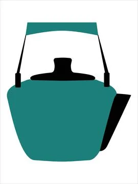 Green kettle kitchen isolated on white in vector Stock Illustration