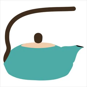 Green kettle kitchen isolated on white in vector Stock Illustration