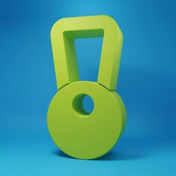 Green Kettlebell icon isolated on blue background. Sport equipment. Minimal.. Ilustración de archivo