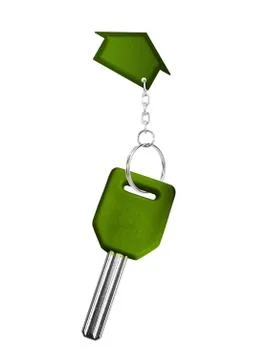 Green key with arrow Stock Photos