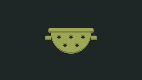 Green Kitchen colander icon isolated on black background. Cooking utensil Video stock 235519914