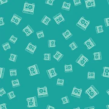 Green Kitchen dishwasher machine icon isolated seamless pattern on green Stock Illustration