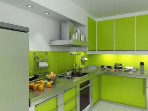 Green kitchen Illustrazione stock