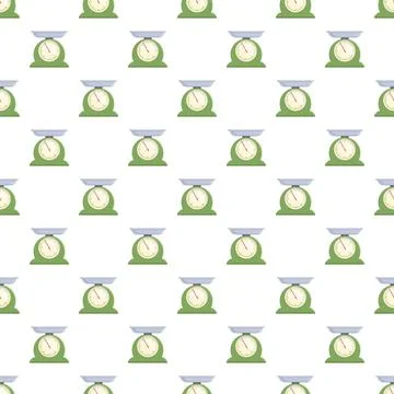 Green kitchen scales seamless pattern for weighing food Stock Illustration