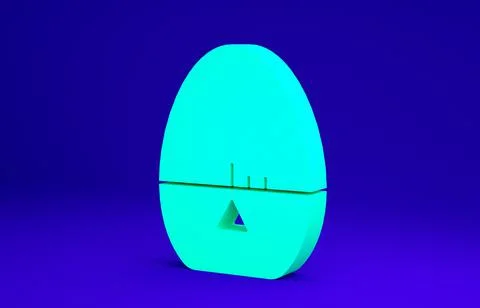 Green Kitchen timer icon isolated on blue background. Egg timer. Cooking uten Stock Illustration