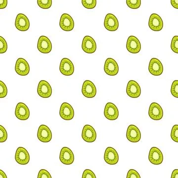 Green kiwi fruit slices repeating seamless pattern Illustrazione stock