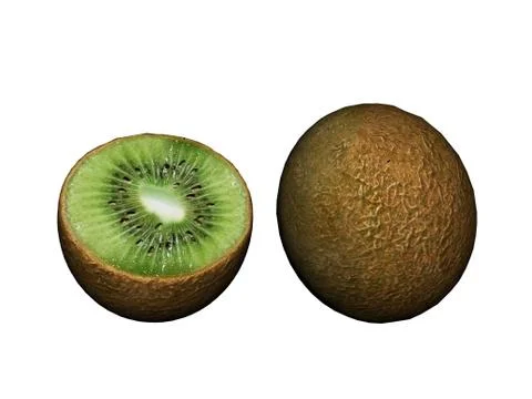 Green kiwi fruit split in half Stock Illustration