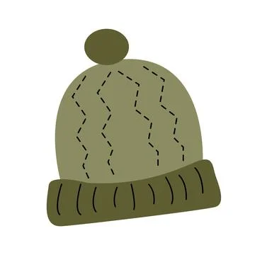 Green knitted hat on white background vector illustration Stock Illustration