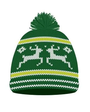 Green knitted winter hat Stock Illustration