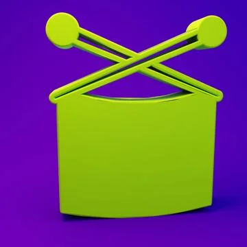 Green Knitting needles icon isolated on purple-blue background. Label for h.. Illustrazione stock