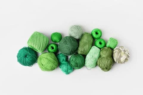 Green knitting threads Stock Photos