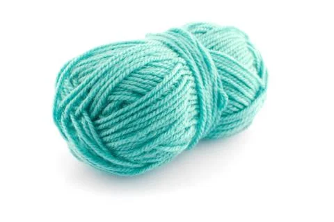 Green  knitting wool Stock Photos