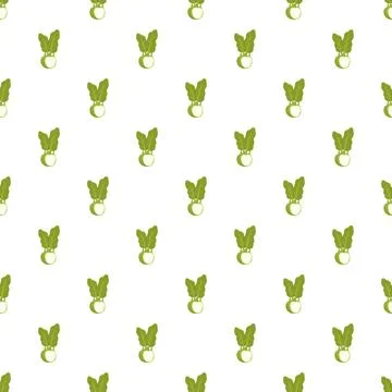 Green kohlrabi vegetables seamless pattern on white background Stock Illustration