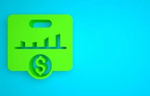 Green KPI - Key performance indicator icon isolated on blue background Stock Illustration