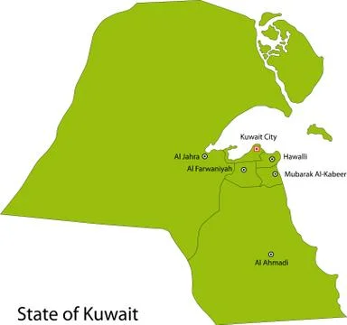 Green Kuwait map Stock Illustration
