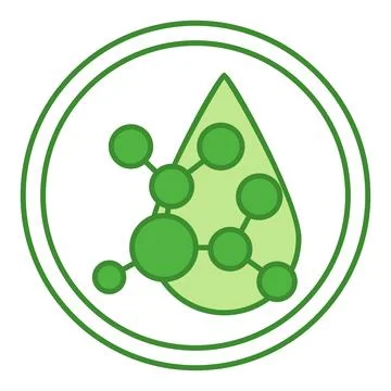 Green Label Acid Molecule. Vector Icon. Sticker For Cosmetic Packaging. Ski.. イラスト素材