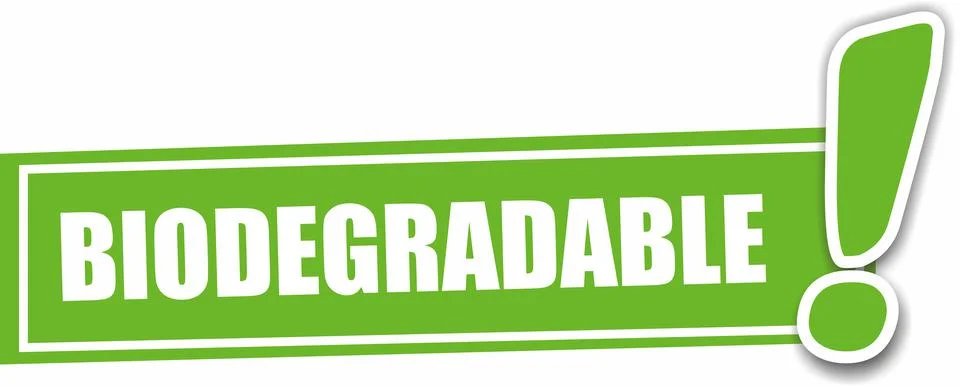 Green label with biodegradable written on it Stock Illustration