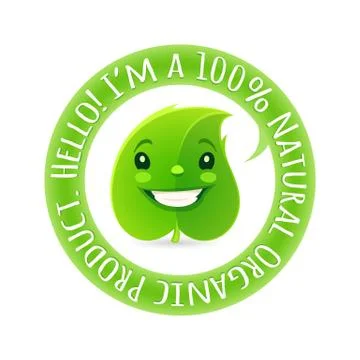 Green Label with Cartoon Leaf Stock Illustration
