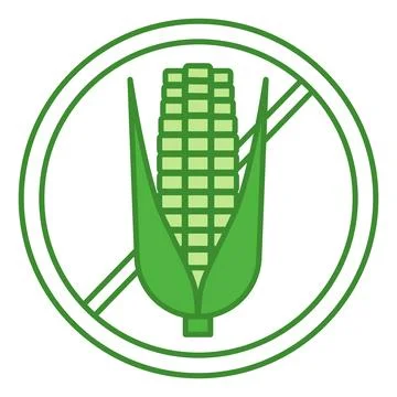 Green Label No Corn. Vector Icon. Organic, Natural, Non-Allergenic. Cat's F.. Stock Illustration
