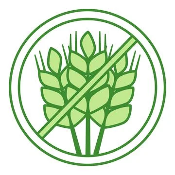 Green Label No Wheat. Vector Icon. Gluten Free Food. Organic, Allergen Free.. Stock Illustration