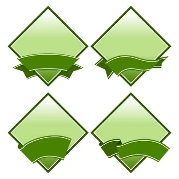 Green label with ribbon Stock Illustration