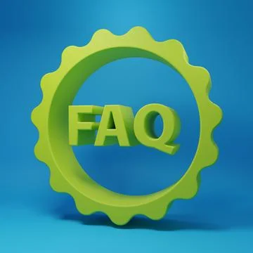 Green Label with text FAQ information icon isolated on blue background. Cir.. Stock Illustration