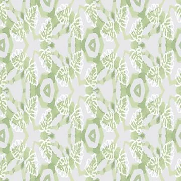 Green lacy seamless vector pattern with leaves Stock Illustration