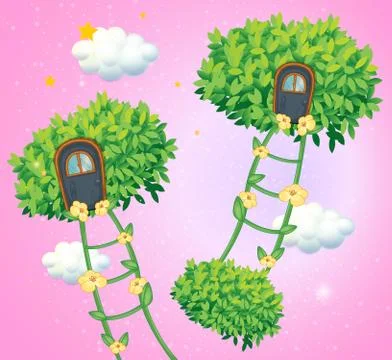 The green ladders going to the sky Stock Illustration
