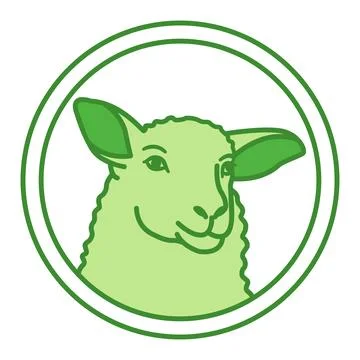 Green Lamb Label. Vector Icon. Sheep, Pet. Cat's Food Properties.  Food Pac.. Stock Illustration