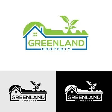 Green land property development logo design template Stock Illustration