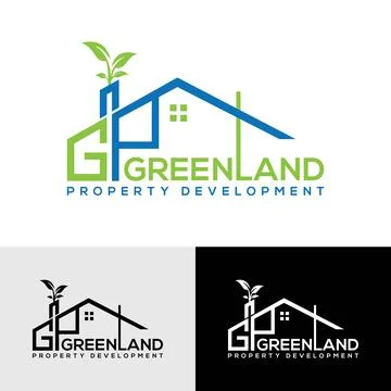 Green land property development logo design template Stock Illustration