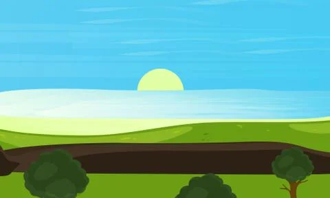 Green Landscape Background Stock Illustration
