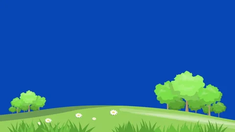 GREEN LANDSCAPE ON BLUE Stock Footage 264868810