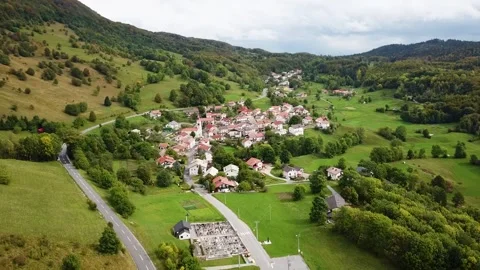 Green landscape of eastern European countries such as Slovenia and Albania Stock Footage 249409201