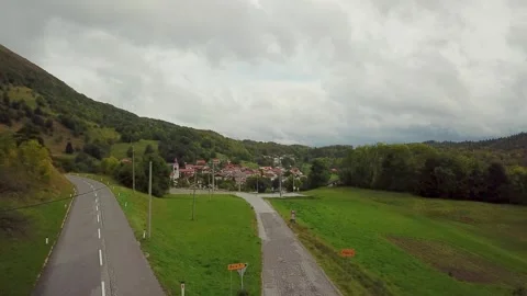 Green landscape of eastern European countries such as Slovenia and Albania Stock Footage 249409211
