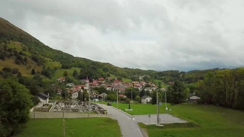 Green landscape of eastern European countries such as Slovenia and Albania Stock Footage 249409216