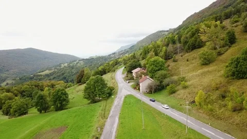 Green landscape of eastern European countries such as Slovenia and Albania Stock Footage 249409287