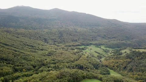Green landscape of eastern European countries such as Slovenia and Albania Stock Footage 249409340