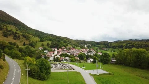 Green landscape of eastern European countries such as Slovenia and Albania Stock Footage 249409509