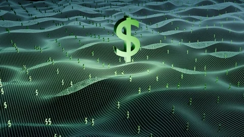 Green landscape plexus of US dollar in three dimension space Stock Footage 305652984