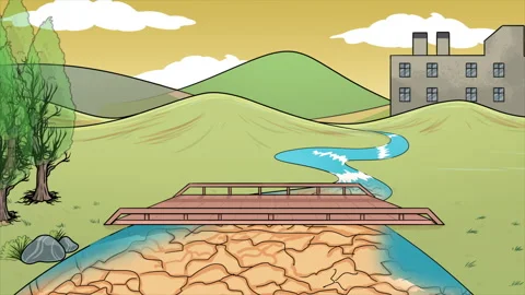 Green Landscape Transformation to Drought Stock Footage 232190815