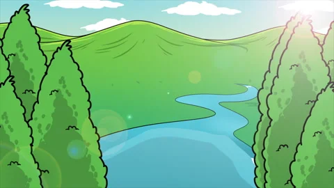 Green Landscape With Trees Video stock 232190725