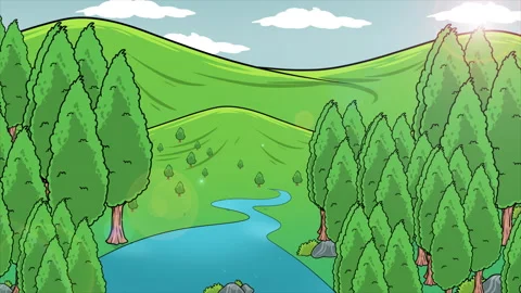 Green Landscape With Trees Stock Footage 232190822