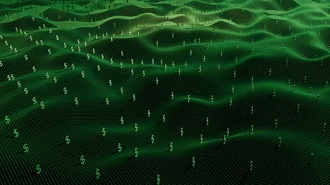 Green landscape of US dollar in three dimension space Video stock 308928173