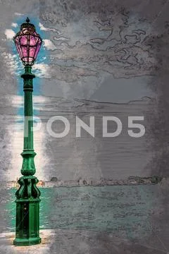 Green lantern on Giudecca island Stock Illustration